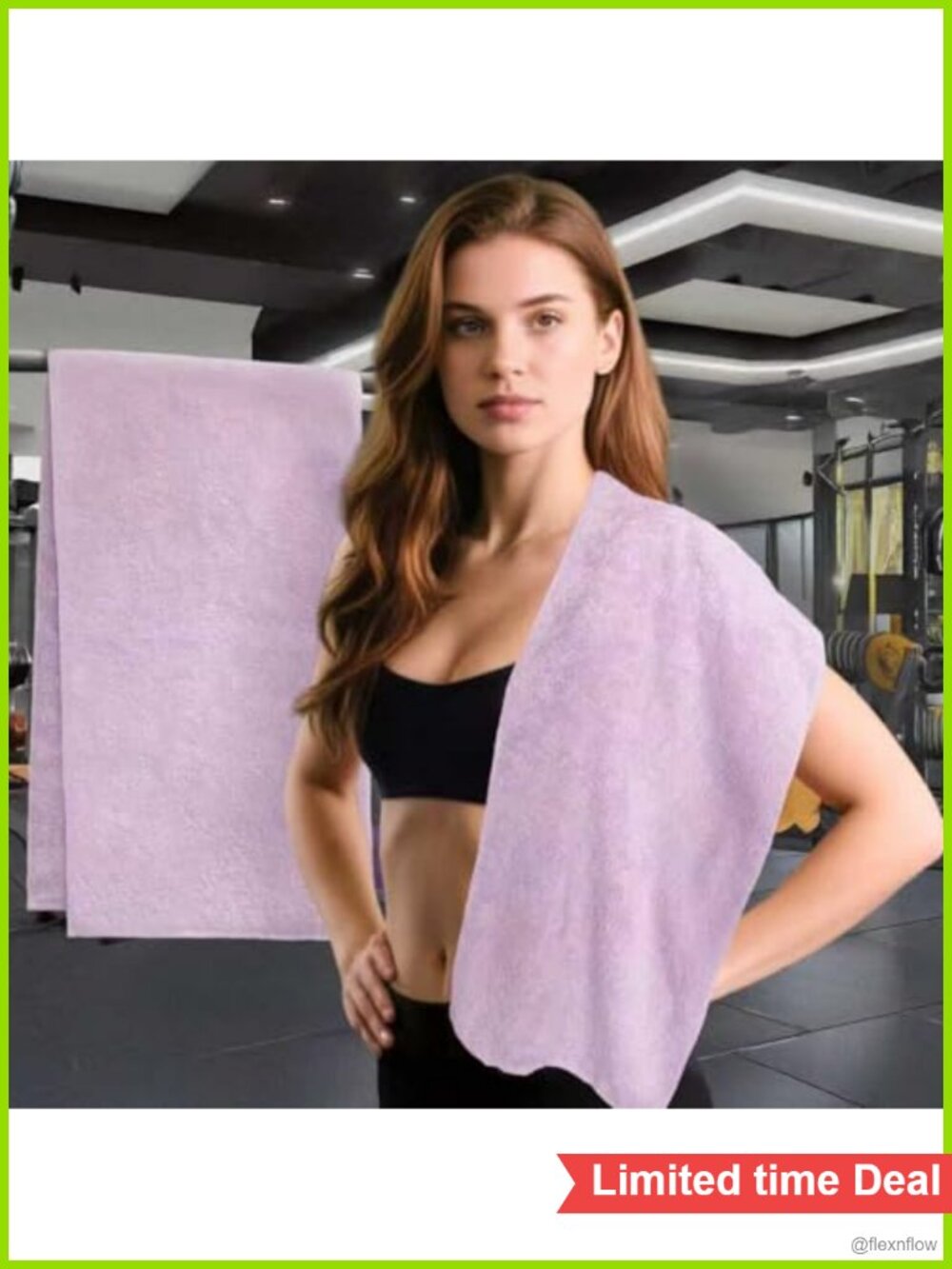 2-Pack 100% Cotton Gym Towels 47x16 Quick Dry Yoga Running Sweat Towel Set